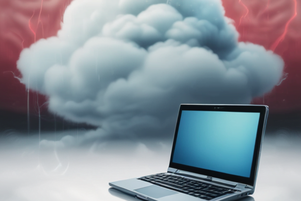 Lapto en una nube de tormenta