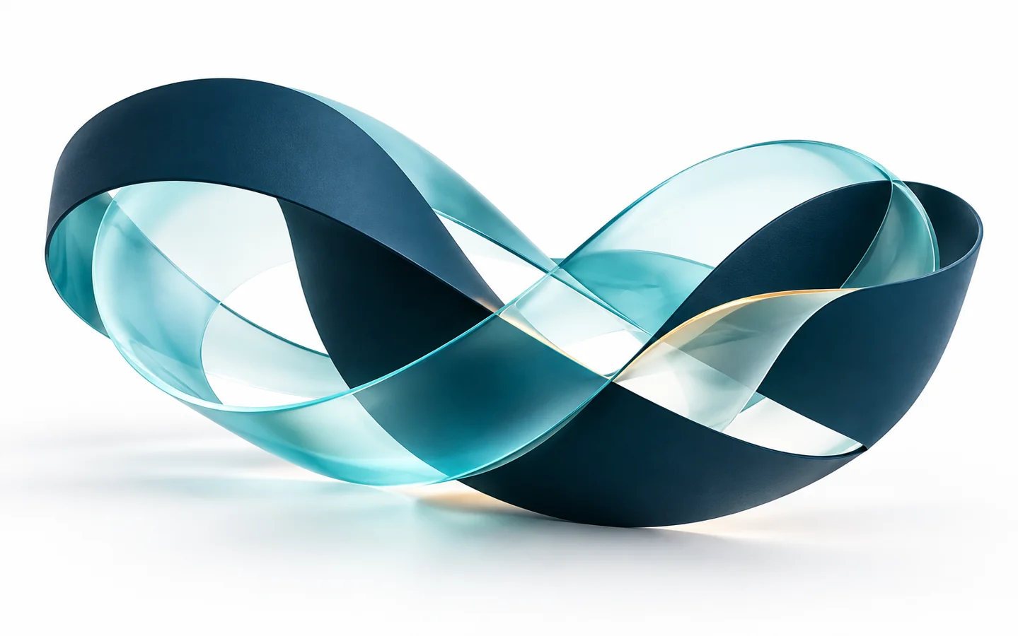 Composición abstracta de formas entrelazadas en azul oscuro y turquesa